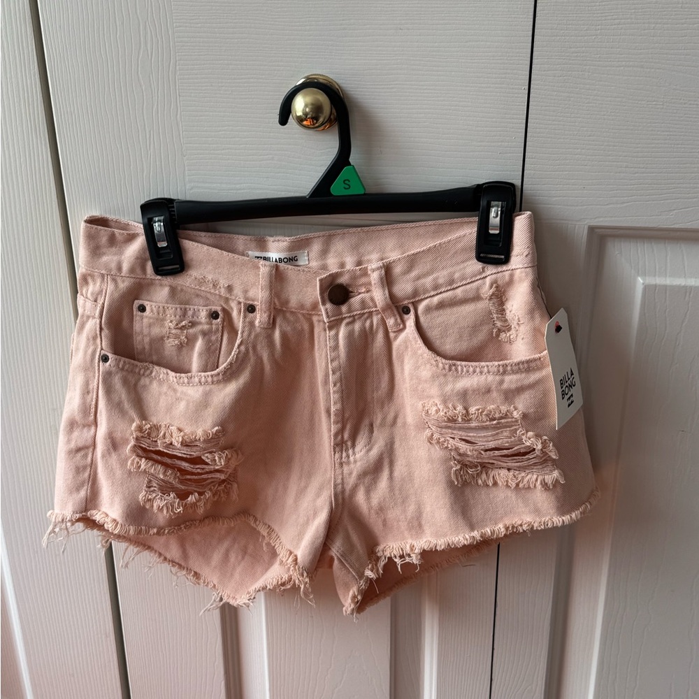 Billabong Light Pink Distressed Jean Shorts